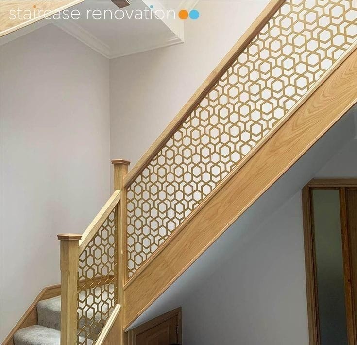 Railing tangga gold islamic arabesque