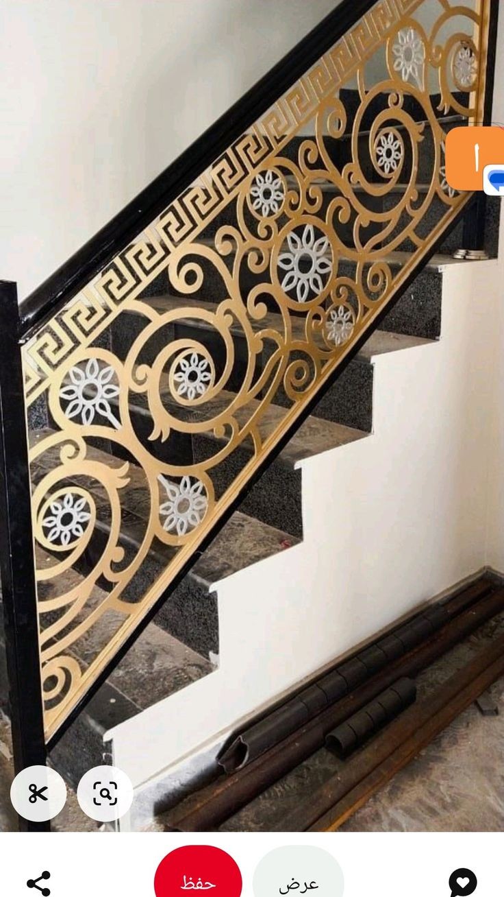Railing tangga spiral ukir daun